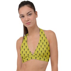 Art-decoyellow Halter Plunge Bikini Top by Dushan