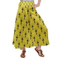 Art-decoyellow Satin Palazzo Pants by Dushan