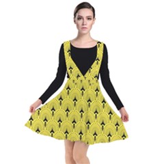 Art-decoyellow Plunge Pinafore Dress by Dushan