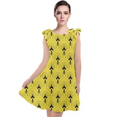 Art-decoyellow Tie Up Tunic Dress