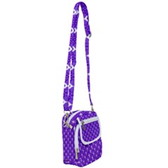 White And Purple Art-deco Pattern Shoulder Strap Belt Bag