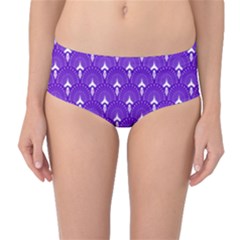 White And Purple Art-deco Pattern Mid-waist Bikini Bottoms