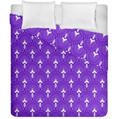 White And Purple Art-deco Pattern Duvet Cover Double Side (california King Size) by Dushan