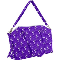 White And Purple Art-deco Pattern Canvas Crossbody Bag by Dushan