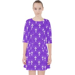 White And Purple Art-deco Pattern Pocket Dress by Dushan