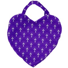 White And Purple Art-deco Pattern Giant Heart Shaped Tote by Dushan