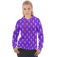 White And Purple Art-deco Pattern Women s Overhead Hoodie