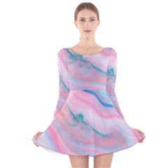 Colorful Marble Abstract Background Texture  Long Sleeve Velvet Skater Dress