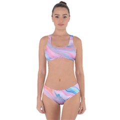 Colorful Marble Abstract Background Texture  Criss Cross Bikini Set by Dushan