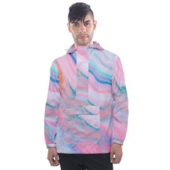 Colorful Marble Abstract Background Texture  Men s Front Pocket Pullover Windbreaker by Dushan