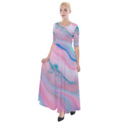 Colorful Marble Abstract Background Texture  Half Sleeves Maxi Dress by Dushan