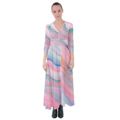 Colorful Marble Abstract Background Texture  Button Up Maxi Dress by Dushan