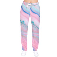 Colorful Marble Abstract Background Texture  Women Velvet Drawstring Pants