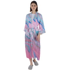 Colorful Marble Abstract Background Texture  Maxi Satin Kimono