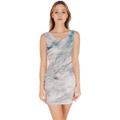 Gray Faux Marble Blue Accent Bodycon Dress by Dushan