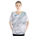 Gray faux marble blue accent Batwing Chiffon Blouse View1