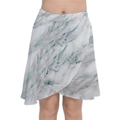 Gray Faux Marble Blue Accent Chiffon Wrap Front Skirt by Dushan