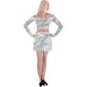 Gray faux marble blue accent Off Shoulder Top with Mini Skirt Set View2