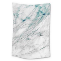 Gray Faux Marble Blue Accent Large Tapestry