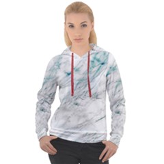 Gray Faux Marble Blue Accent Women s Overhead Hoodie by Dushan