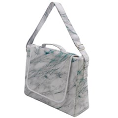 Gray Faux Marble Blue Accent Box Up Messenger Bag by Dushan