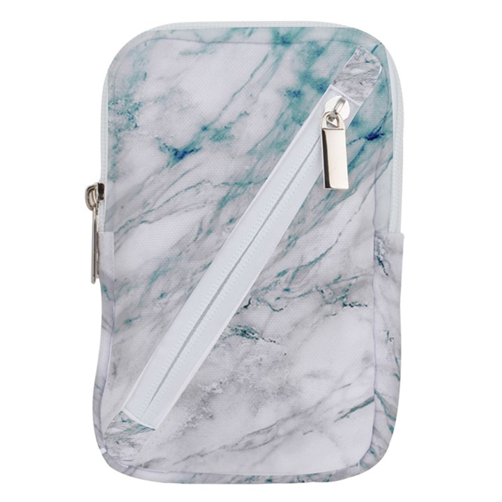 Gray faux marble blue accent Belt Pouch Bag (Large)