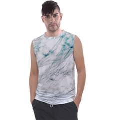 Gray Faux Marble Blue Accent Men s Regular Tank Top by Dushan