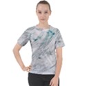 Gray faux marble blue accent Women s Sport Raglan Tee View1