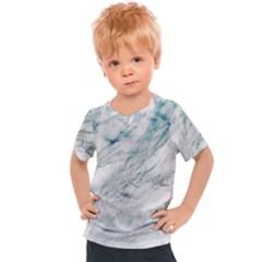 Gray Faux Marble Blue Accent Kids  Sports Tee