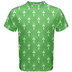 Green And White Art-deco Pattern Men s Cotton Tee