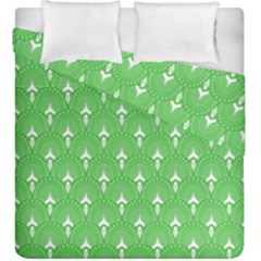 Green And White Art-deco Pattern Duvet Cover Double Side (king Size) by Dushan