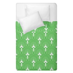 Green And White Art-deco Pattern Duvet Cover Double Side (single Size) by Dushan