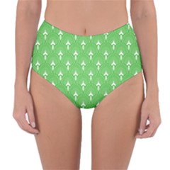 Green And White Art-deco Pattern Reversible High-waist Bikini Bottoms