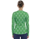 Green and white art-deco pattern V-Neck Long Sleeve Top View2