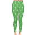 Green and white art-deco pattern Inside Out Leggings View1