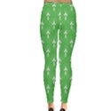 Green and white art-deco pattern Inside Out Leggings View4