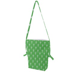 Green And White Art-deco Pattern Folding Shoulder Bag by Dushan