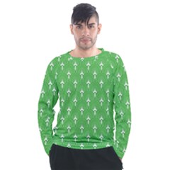 Green And White Art-deco Pattern Men s Long Sleeve Raglan Tee