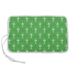 Green And White Art-deco Pattern Pen Storage Case (s) by Dushan