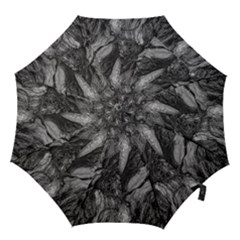 Black And White Rocky Texture Pattern Hook Handle Umbrellas (large)