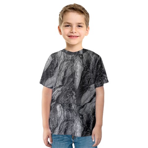 Black And White Rocky Texture Pattern Kids  Sport Mesh Tee by dflcprintsclothing