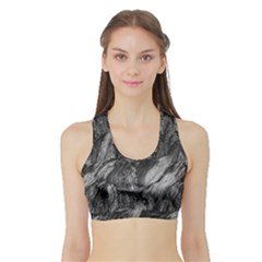 Black And White Rocky Texture Pattern Sports Bra With Border by dflcprintsclothing