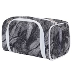 Black And White Rocky Texture Pattern Toiletries Pouch by dflcprintsclothing