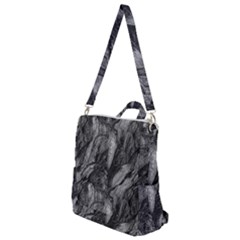 Black And White Rocky Texture Pattern Crossbody Backpack by dflcprintsclothing