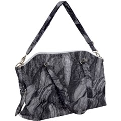 Black And White Rocky Texture Pattern Canvas Crossbody Bag by dflcprintsclothing