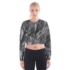 Black And White Rocky Texture Pattern Cropped Sweatshirt by dflcprintsclothing