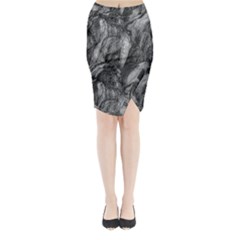 Black And White Rocky Texture Pattern Midi Wrap Pencil Skirt