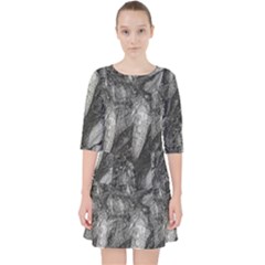 Black And White Rocky Texture Pattern Pocket Dress