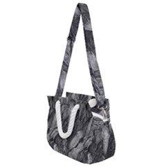 Black And White Rocky Texture Pattern Rope Handles Shoulder Strap Bag by dflcprintsclothing