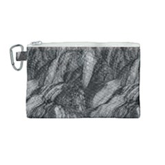 Black And White Rocky Texture Pattern Canvas Cosmetic Bag (medium)